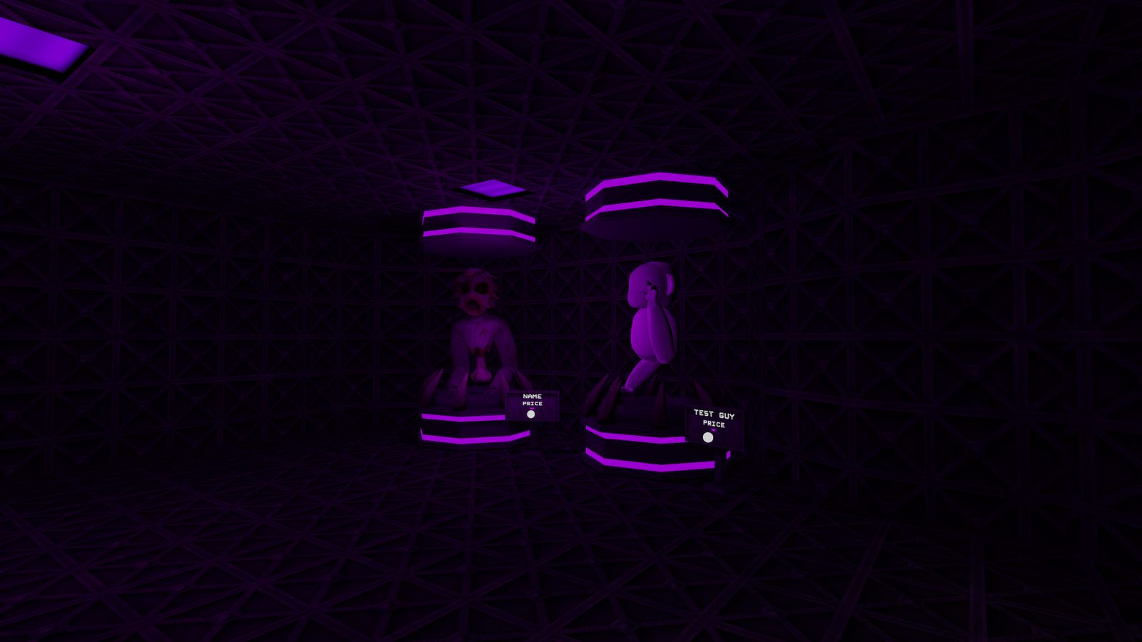 Purple neon room with monkey pods